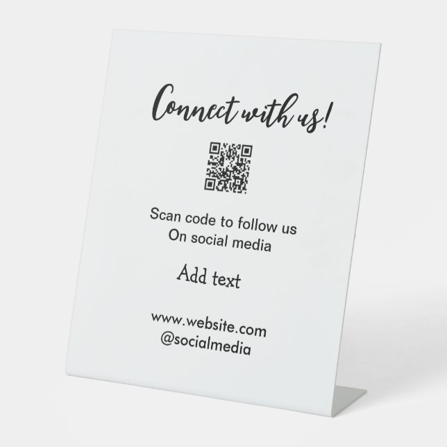 Connect with us scan QR code add website email  Pedestal Sign (Front)