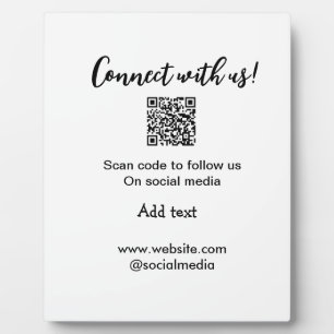 Connect with us scan QR code add website email  Plaque