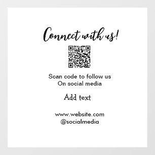 Connect with us scan QR code add website email  Window Cling