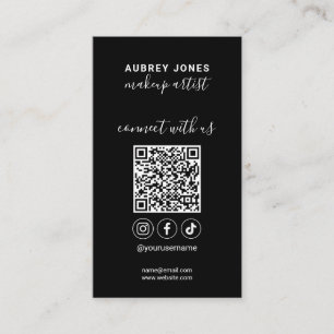Connect with us Social Media Modern Script Busines Business Card