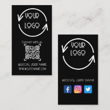 Connect with us,Social Media QR Code Black Busin c