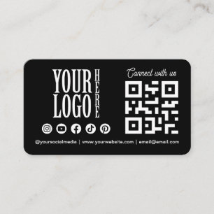 Connect with us Social Media QR Code Black Busines Business Card