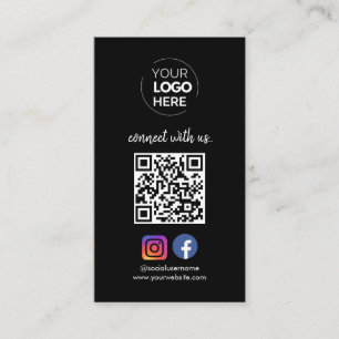 Connect with us Social Media QR Code Black Business Card