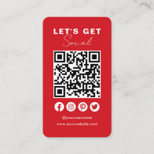 Connect With Us Social Media QR Code Classic Red Business Card