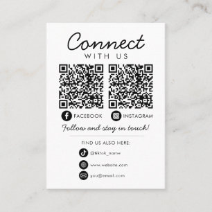 Connect with Us Social Media QR Code Company Logo Business Card