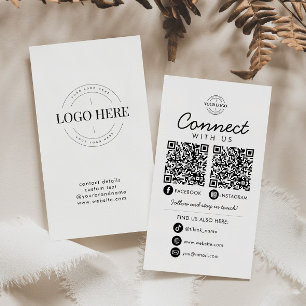 Connect with Us Social Media QR Code Company Logo Business Card
