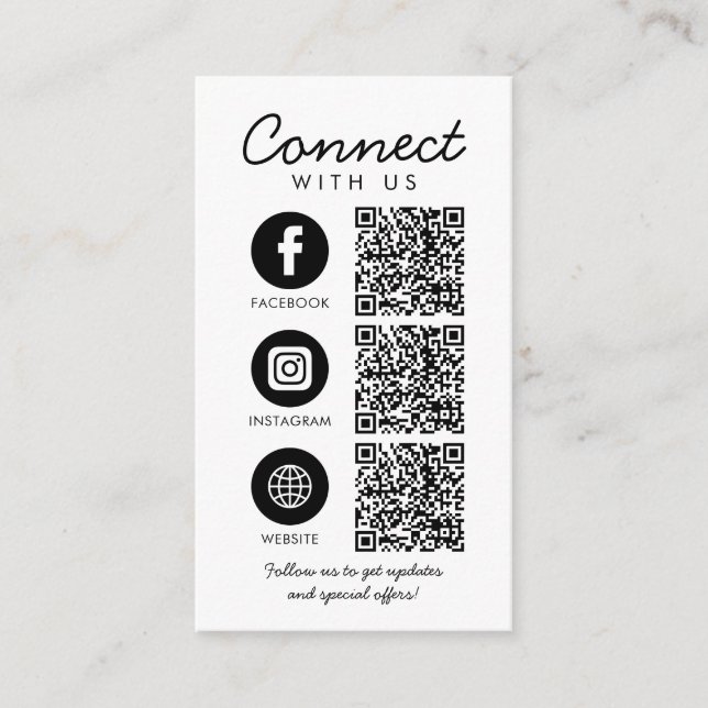 Connect with Us Social Media QR Code Company Logo Enclosure Card (Front)