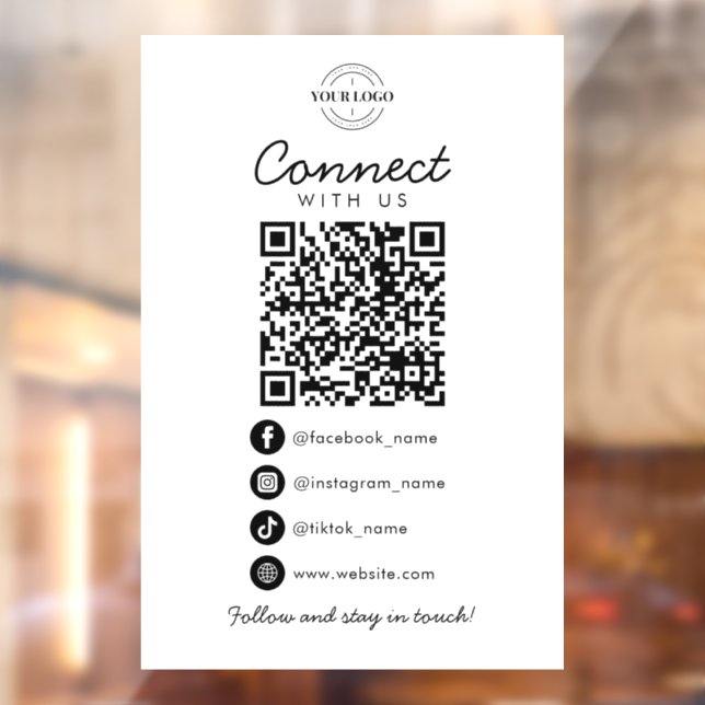 Connect with Us Social Media QR Code Company Logo Window Cling (Sheet 2)