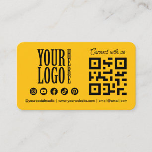 Connect with us Social Media QR Code Gold Business Card
