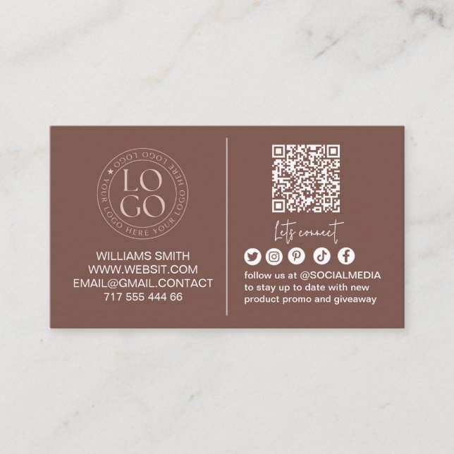 Connect with Us Social Media Qr Code Logo Business Card (Front)