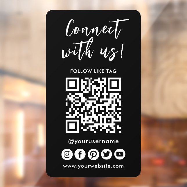 Connect With Us Social Media QR Code Logo Window Cling (Sheet 2)