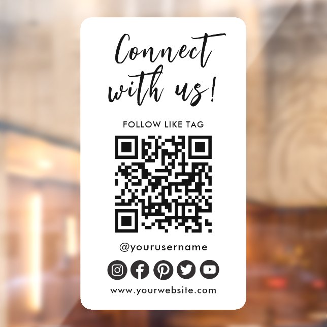 Connect With Us Social Media QR Code Logo Window Cling (Sheet 2)