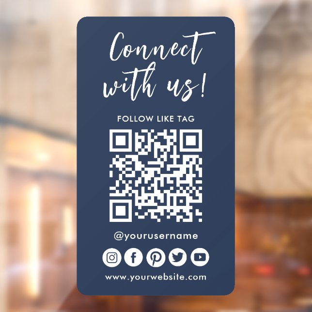 Connect With Us Social Media QR Code Logo Window Cling (Sheet 2)
