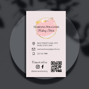 connect with us, social media, qr code makeup chic business card