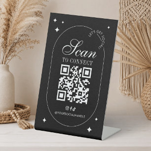 Connect With Us Social Media QR Code Minimalist Pedestal Sign