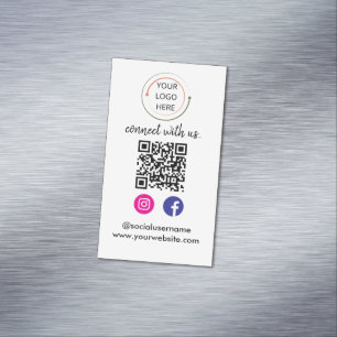 Connect with Us   Social Media QR Code Modern  Magnetic Business Card