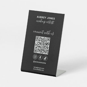 Connect with us Social Media Qr Code Pedestal Sign