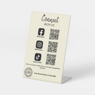 Connect with us Social Media QR code Pedestal Sign