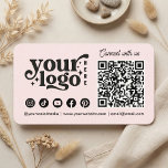 Connect with us Social Media QR Code Pink Business Card<br><div class="desc">Looking for a way to get your customers engaged with your socials and your website? Check out this Connect with us Social Media QR Code Pink Business Card. You can easily add a custom QR with a link to your website. You only have to fill in the URL to your...</div>