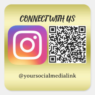 Connect with Us: Website & Instagram QR Code Stick Square Sticker