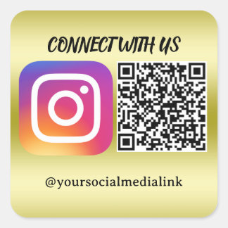 Connect with Us: Website & Instagram QR Code Stick Square Sticker