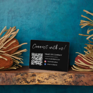 Connect with us Website Qr Code Social Media Black Plaque
