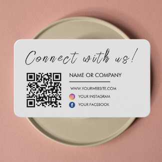 Connect with us Website Qr Code Social Media Grey Business Card