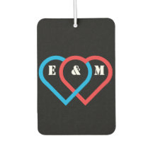 Connected hearts. Letters can be customized