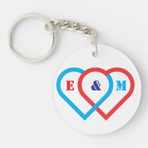 Connected hearts. Letters can be customized