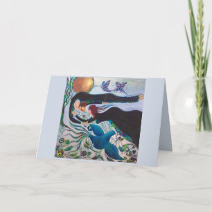 Connected Lovers Romantic Whimsical Art Card