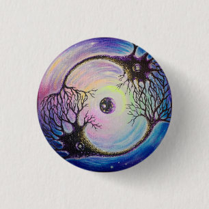 Connected neurons 1 inch round button