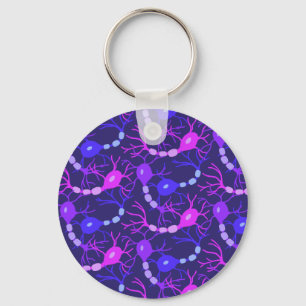 Connected Neurons Neon Purple Keychain