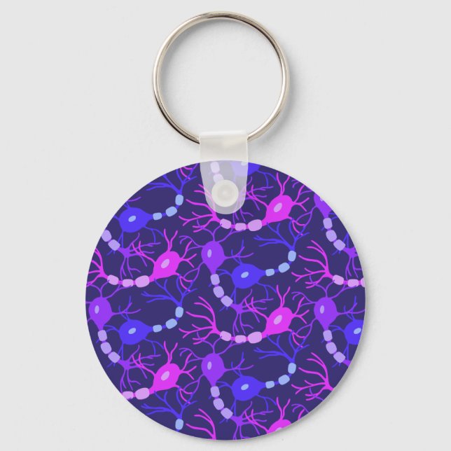 Connected Neurons Neon Purple Keychain (Front)