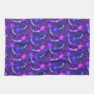 Connected Neurons Neon Purple Kitchen Towel