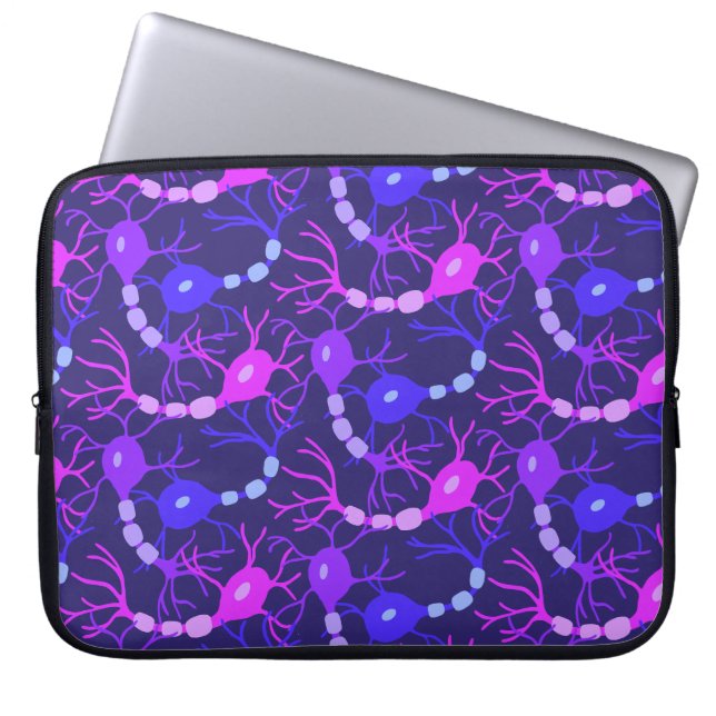 Connected Neurons Neon Purple Laptop Sleeve (Front)