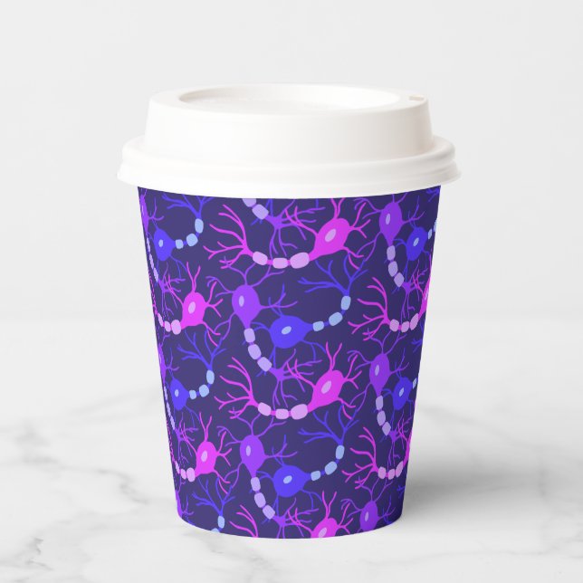 Connected Neurons Neon Purple Paper Cups (Front)