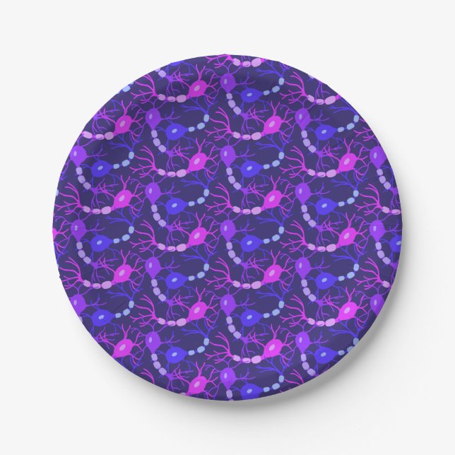 Connected Neurons Neon Purple Paper Plate (Front)