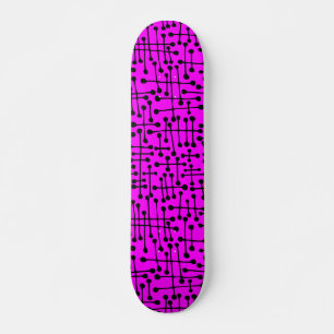Connected Spots - Black on Magenta Skateboard