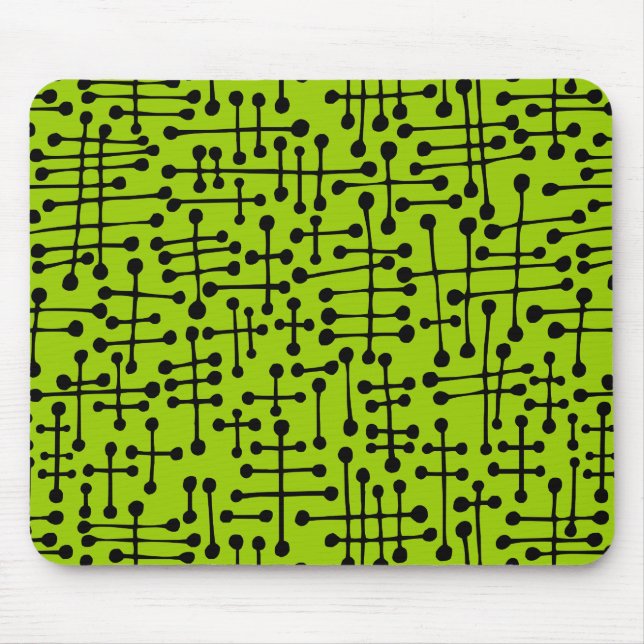 Connected Spots - Black on Martian Green Mouse Pad (Front)