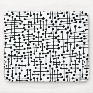 Connected Spots - Black on White Mouse Pad