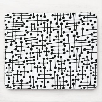 Connected Spots - Black on White Mouse Pad
