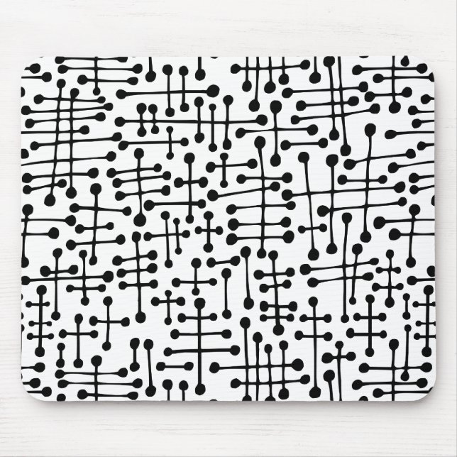 Connected Spots - Black on White Mouse Pad (Front)