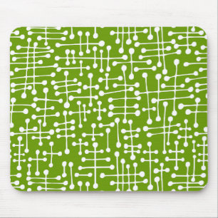 Connected Spots - White on Avocado Mouse Pad