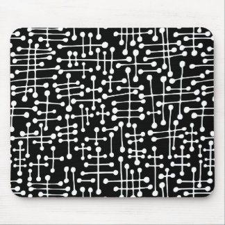 Connected Spots - White on Black Mouse Pad