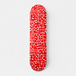 Connected Spots - White on Red Skateboard