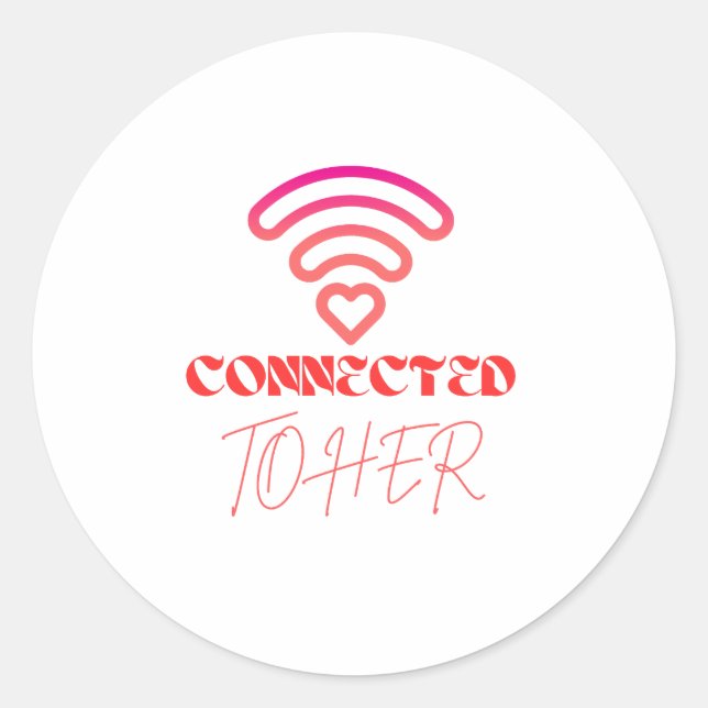  Connected to Her WiFi Heart Design Round Sticker (Front)