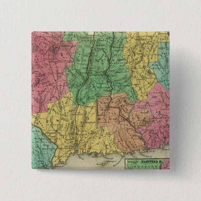 Connecticut 10 2 inch square button (Front)