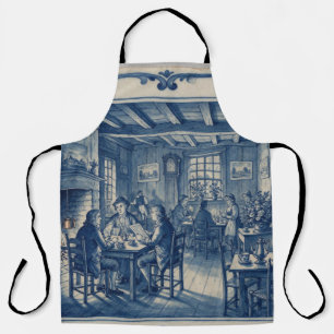 Connecticut 1700’s Coffee House Delft Blue Art Apron
