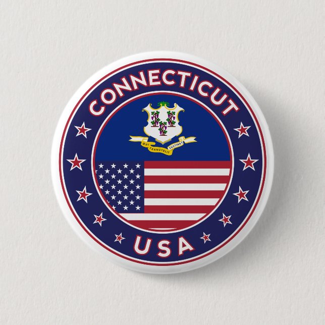 Connecticut 2 Inch Round Button (Front)