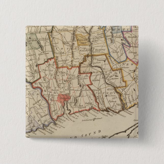 Connecticut 2 Inch Square Button (Front)